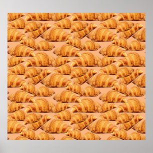 Poster croissant d'or, motif sans couture de boulangerie.