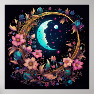Poster Croissant Floral Luminescent