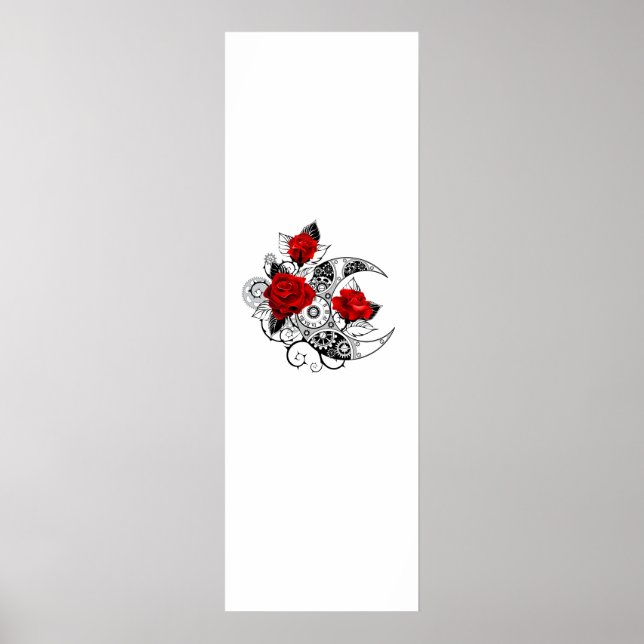 Poster Croissant mécanique avec roses rouges (Devant)