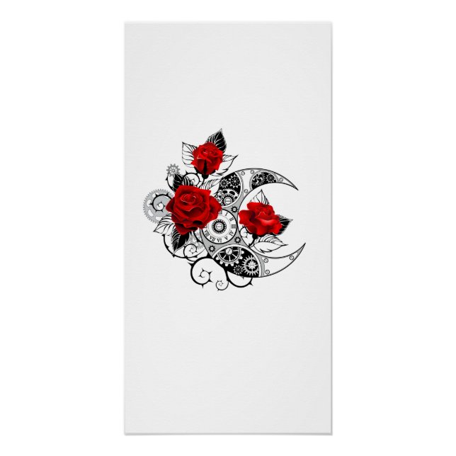 Poster Croissant mécanique avec roses rouges (Devant)