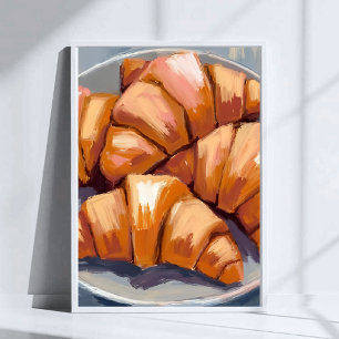 Poster Croissants Boulangerie Fraîche Peinture Aquarelle