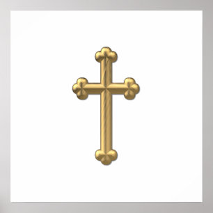 Poster Croix "3-D" en or 2