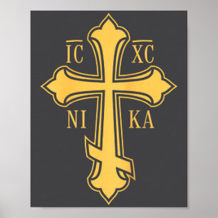 Poster Croix Byzantine Chrétienne Ic Xc Nika - Jésus Chri