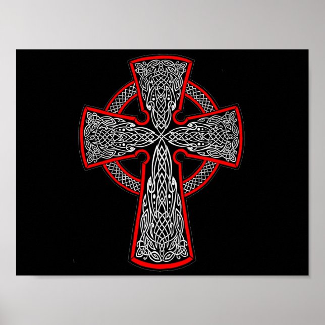 Poster Croix celtique noire et rouge (Devant)