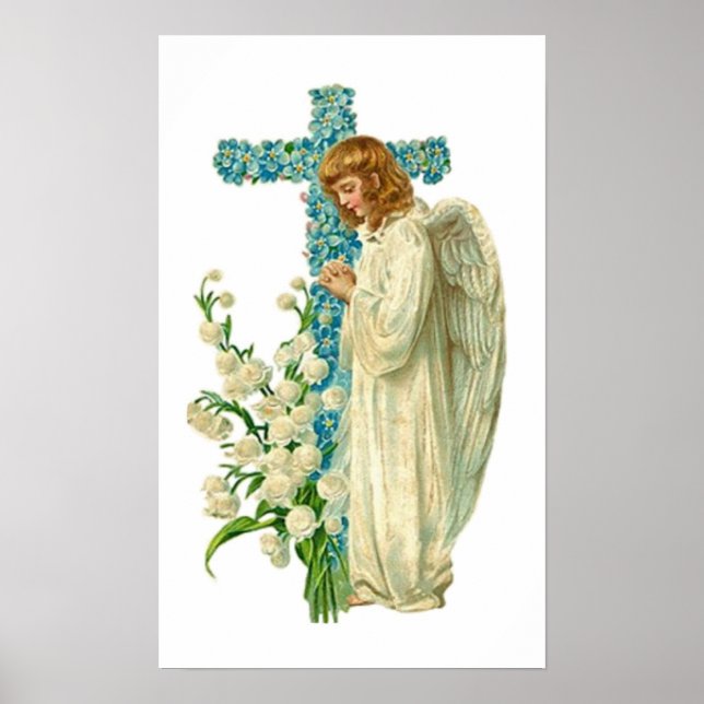 Poster Croix chrétienne bleue (Devant)