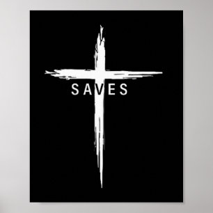 Poster Croix chrétienne cool Jésus sauve les hommes femme