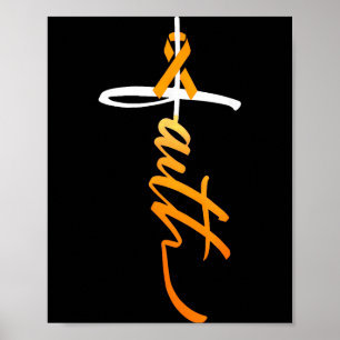 Poster Croix chrétienne de la foi Ruban orange de sensibi