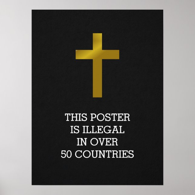 Poster Croix chrétienne - Illégale dans plus de 50 pays (Devant)