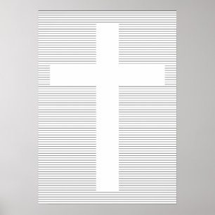 Poster Croix chrétienne noire et blanche minimaliste