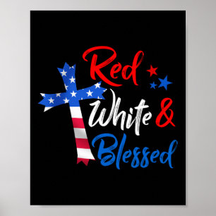 Poster Croix Chrétienne Rouge Blanc Et Bénie 4 Juillet 