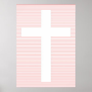 Poster Croix chrétienne rouge et blanche Art minimaliste 