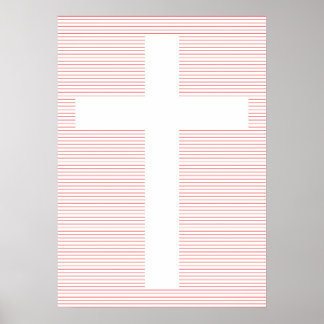 Poster Croix chrétienne rouge et blanche Art minimaliste 