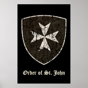 Poster Croix de Hospitaller de chevaliers, affligée