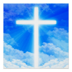 Poster Croix de lumière Jésus-Christ chrétien personnalis