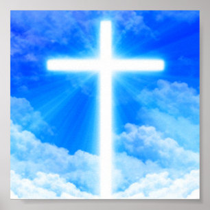 Poster Croix de lumière Jésus-Christ chrétien personnalis