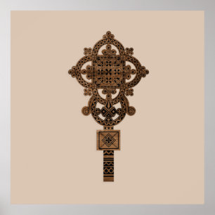 Poster Croix de main en bois
