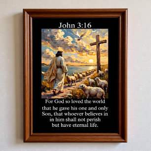 Poster Croix du Bon Pasteur Jean 3:16 Saint-Esprit Colomb