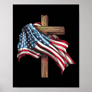 Poster Croix Du Drapeau Américain Pour Chrétiens Américai