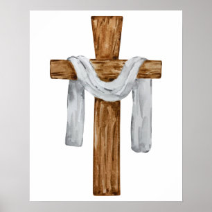 Poster Croix en bois Jésus Christ