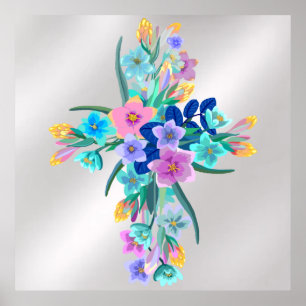 Poster Croix florale