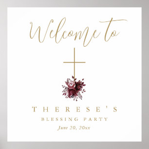 Poster Croix florale Chrétienne Mère et Blessure Bébé