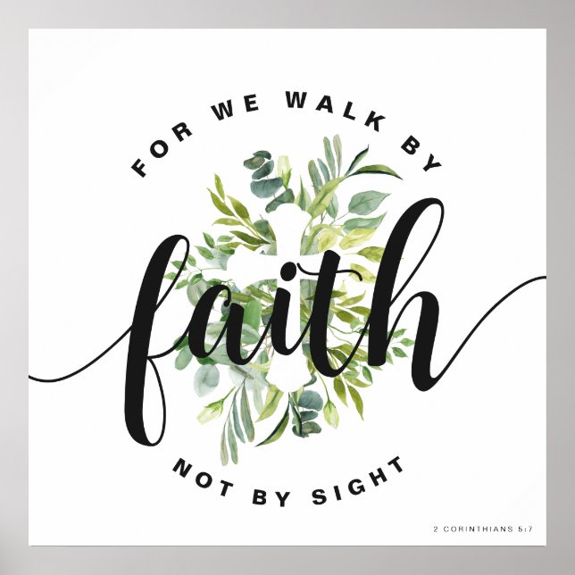 Poster Croix Florale moderne Bible chrétienne Verse (Devant)