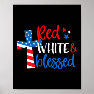 Poster Croix Rouge Blanc &amp; Béni 4 juillet Hommes Femm