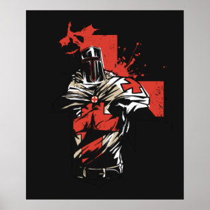 Poster Croix-Rouge Saint George Christian Crusader