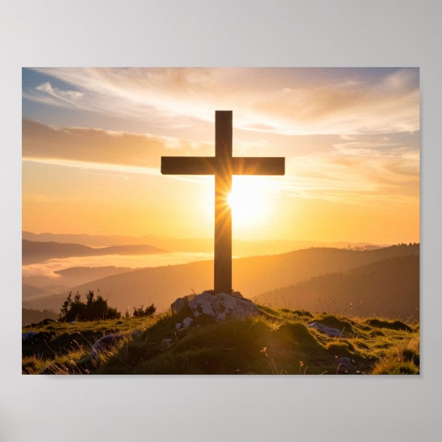 Poster Croix sur une colline (Devant)