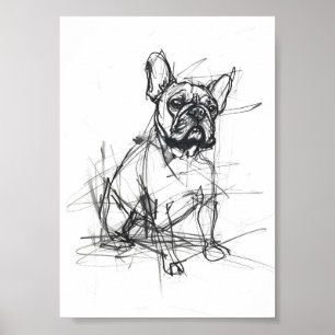 Poster Croquis Abstrait de Bulldog