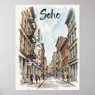 Poster Croquis architectural de Soho Manhattan