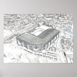 Poster Croquis architectural du stade de Newcastle