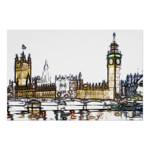 Poster Croquis artistique du palais de Westminster