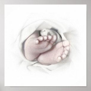 Poster Croquis crayon de pieds de bébé