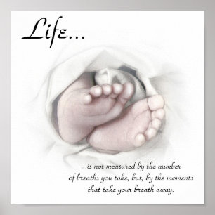 Poster Croquis crayon de pieds de bébé, La vie inspirante