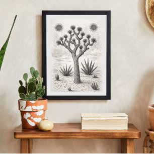 Poster croquis d'arbre de joshua   art de croquis du dése