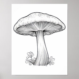 Poster Croquis de champignon dessin au crayon , dessin an