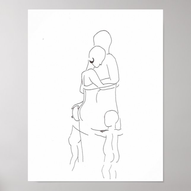 Poster Croquis de famille simple (Devant)