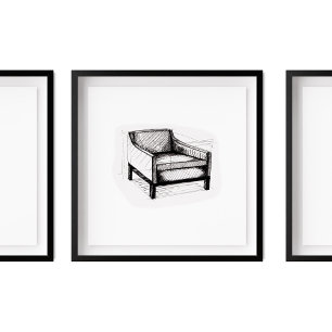 Poster Croquis de la chaise de bras rembourrée