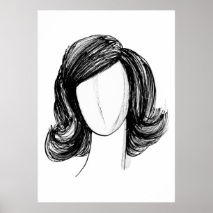Poster Croquis de mode de perruque