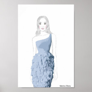 Poster Croquis de mode - Robe de rouffle