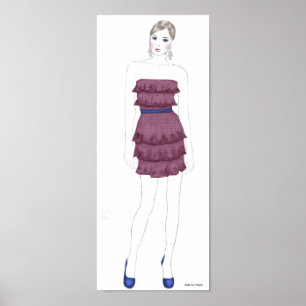 Poster Croquis de mode - Robe de rouffle