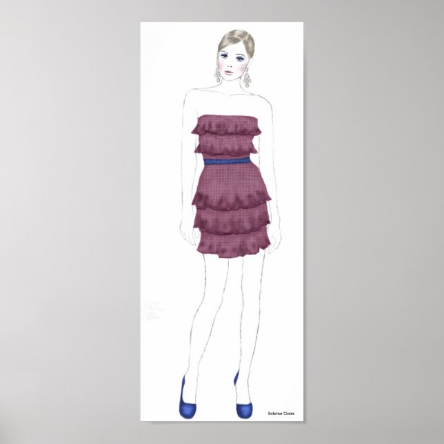 Poster Croquis de mode - Robe de rouffle (Devant)