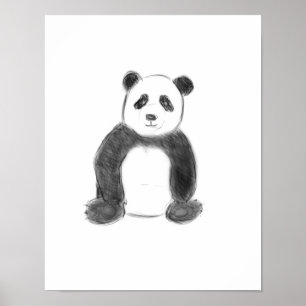 Poster Croquis de panda en noir et blanc
