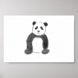 Poster Croquis de panda en noir et blanc