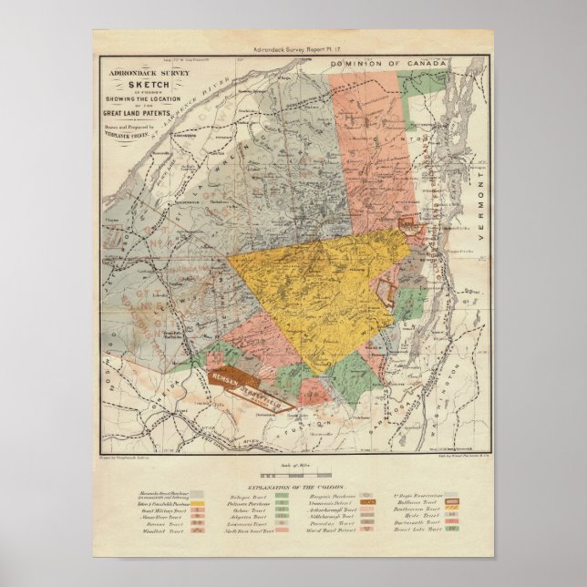 Poster Croquis de sondage Adirondack - Carte Verplanck Co (Devant)