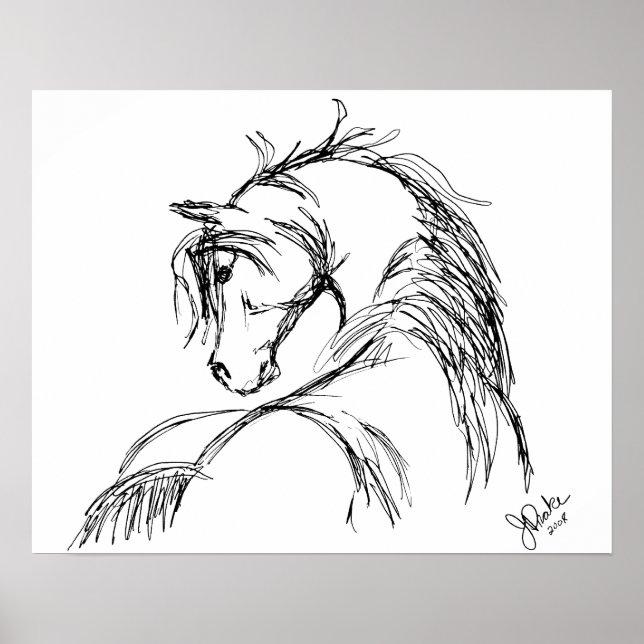 Poster Croquis de tête de cheval d'art (Devant)