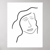 Croquis de visage de femme minimaliste pour mur de