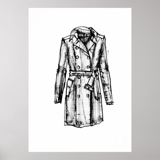 Poster Croquis d'encre de manteau (Devant)