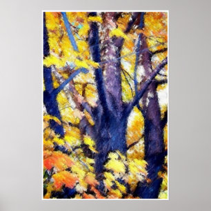 Poster Croquis doux Arbre de chêne aux couleurs d'automne